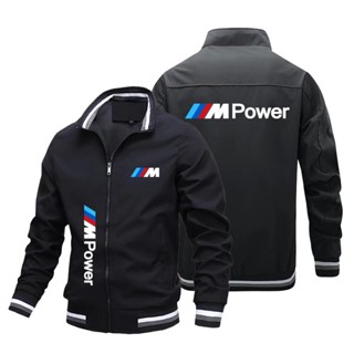 BMW M POWER LOGO Sportswear Baseball Jersey M1 M2 M3 M4 M5 M6 M7 Car Shop Custom Workwear Zip Stand Collar Plus Size Long Sleeve Sweater Aviator Jacket