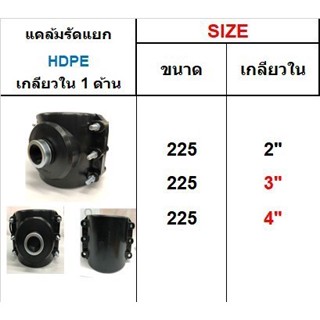 แคล้มรัดแยก HDPE เกลียวใน 1 ด้าน ขนาด 225 มิล