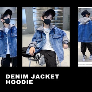 Denim jacket hoodie แจ๊คเก็คยีนส์ เท่ๆ ต่อแขนยาว #เสื้อกันหนาว #เสื้อกันหนาวเด็ก