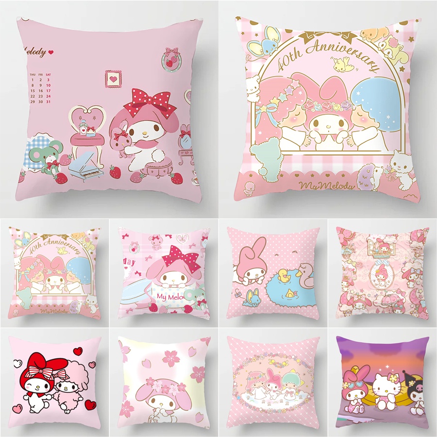ปลอกหมอน พิมพ์ลายการ์ตูน Sanrio My Melody ขนาด 40x40 ซม. 45x45 ซม. 50x50 ซม. สําหรับตกแต่งบ้าน