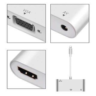 สายต่อมือถือเข้าทีวี สายต่อโทรศัพท์เข้าทีวี Light to HDMI / VGA Jack Audio TV Adapter