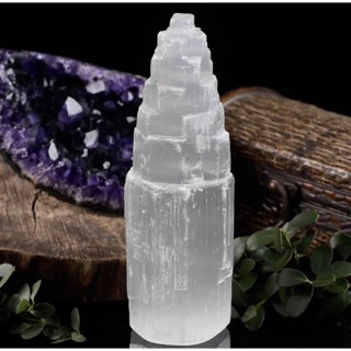 Large SELENITE TOWERเซเลไนท์ทรงหอคอย Rough Crystal Morocco Natural Carved Healing Energy