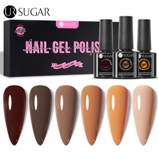 Ur SUGAR ยาทาเล็บเจล กลิตเตอร์ สีนู้ด 6 ขวด 7 มล.