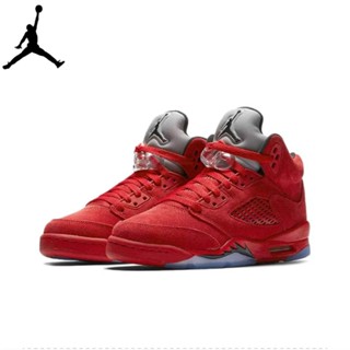 ลูกบาสเก็ตบอล Red bull Suer aair jordan 5 Retro Red Suede muntjac aj5 The Basketball Bang Series Is Resented In CVAP JJ31 UOXH