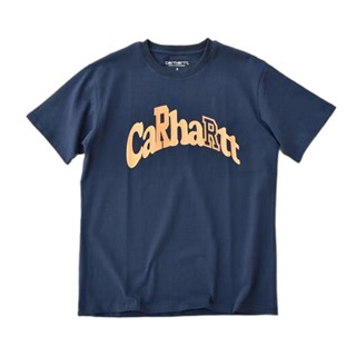 เสื้อยืดแขนสั้นลําลอง ผ้าฝ้ายแท้ พิมพ์ลายตัวอักษร Carhartt ทรงหลวม เข้ากับทุกการแต่งกาย แฟชั่นฤดูร้อน สไตล์สตรีท สําหรับผู้ชาย