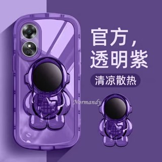 เคสโทรศัพท์ Handphone Case OPPO A17 A17K A77S A77 A57 Reno 8 8Z 8Pro 7 Pro 7Z 5G 4G Casing Transparent Airbag Shockproof Silicagel Soft Case with Sky Astronaut Folding Stand Protection Cover