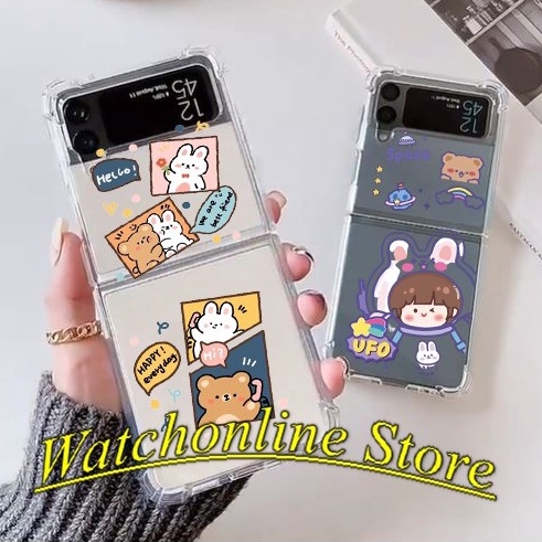 Q พิมพ์เคสกันกระแทกสําหรับ Samsung Galaxy Z Flip4 5G / Z Flip 4 / Z Flip3 5G / Z Flip 3