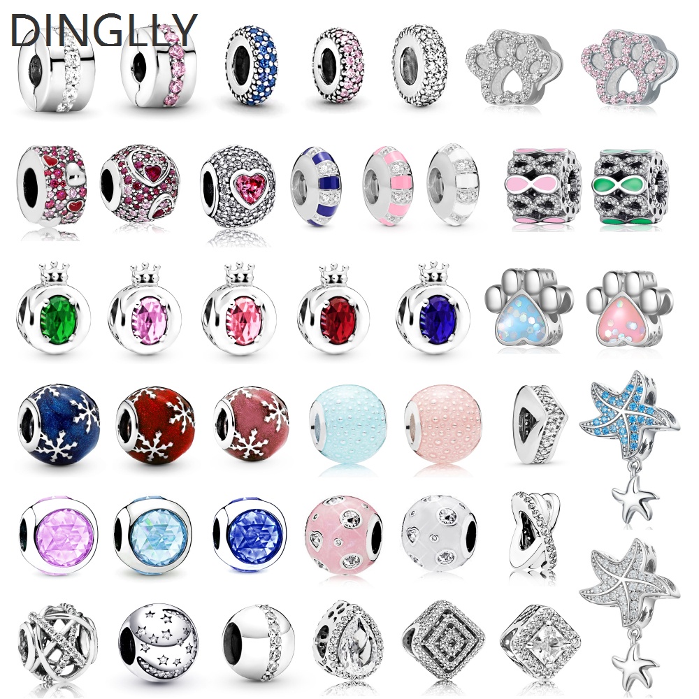 Dinglly แคลมป์ลูกปัด ทรงกลม สีเงิน สําหรับทําเครื่องประดับ DIY