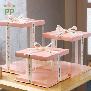 กล่องเค้กใสทรงสูง สี่เหลี่ยม ขนาดครึ่งปอนด์/1/2/3 ปอนด์*ไม่รวมริบบิ้น*ราคาต่อ1ชิ้น มีหลายสี