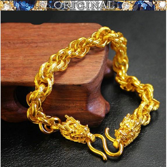 Real 916gold Wide Face Men 's Domineering Boss Chain Bracelet