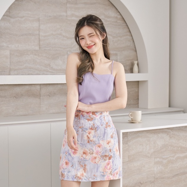 Pixie Skirt (Purple Whirl) กระโปรงเอวสูง ทรงเอ