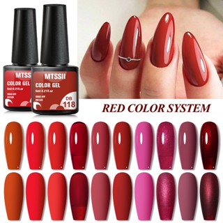 MTSSII ยาทาเล็บเจลยูวี เลื่อม สีแดง หลากสี สําหรับตกแต่งเล็บ 6ml