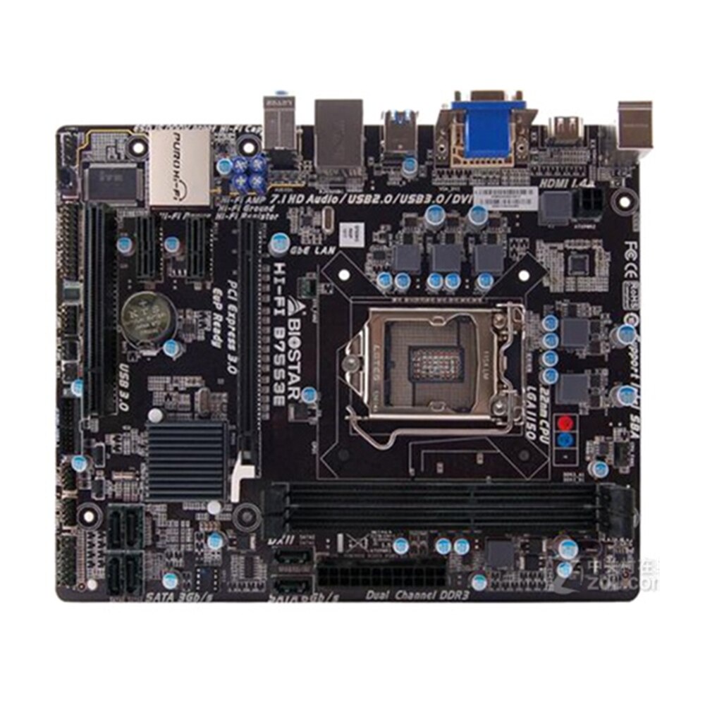 【Delivery within 48 hours】BIOSTAR Hi-Fi B75S3E Original Desktop Motherboard B75 LGA 1155 DDR3 16G SATA3 USB3.0 Micro ATX V3M3 #5