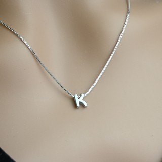 สร้อยคอพร้อมจี้อักษรเงินแท้ "K"