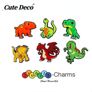 CROCS 【Cute Deco】เข็มกลัดเรซิ่น รูปการ์ตูนไดโนเสาร์น่ารัก (10 แบบ) อุปกรณ์เสริม สําหรับตกแต่งรองเท้า