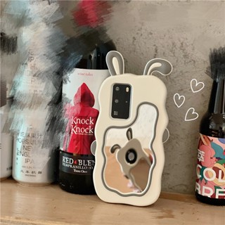 Cartoon เคส For OPPO A78 A74 A54 A57 5G 2022 R15 R17 Pro A3S A12E A16 A3 F11 A31 A9 A5 2020 กระต่าย กระจกแต่งหน้า เคสมือถือ Mirror Long Ears Rabbit Soft Silicone Case