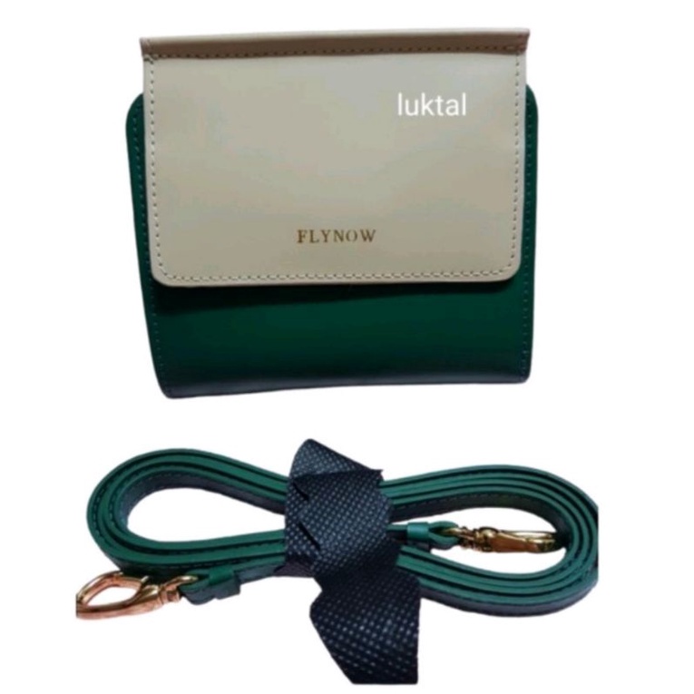กระเป๋าสตางค์หนังแท้ 💯 ใบสั้น Crossbody  แบรนด์ Flynow มือ 1