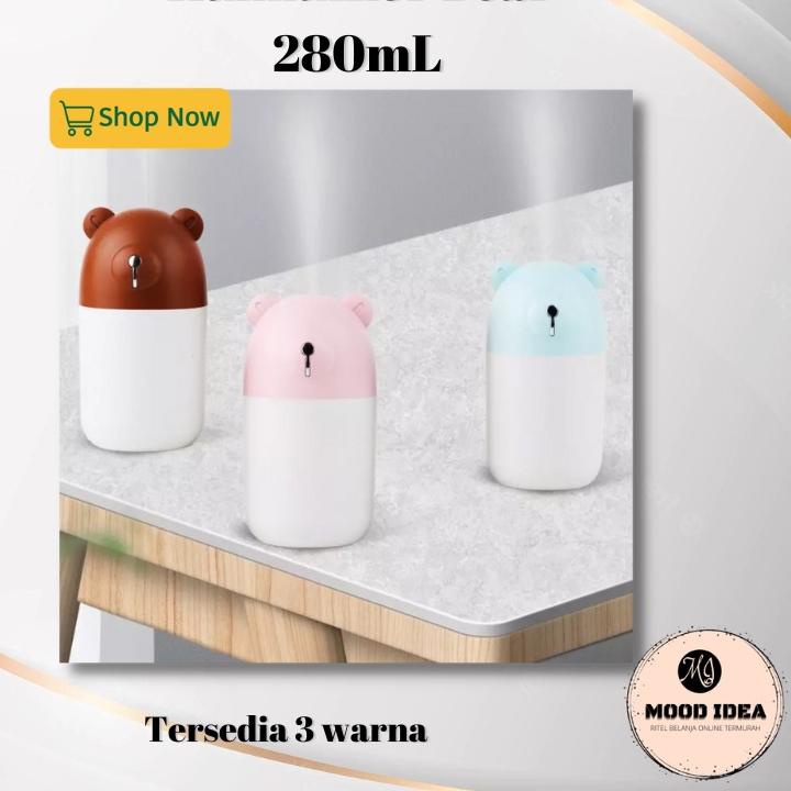 (MI) Mini Humidifier 280 mL Bear Motif LED Diffuser Humidifier