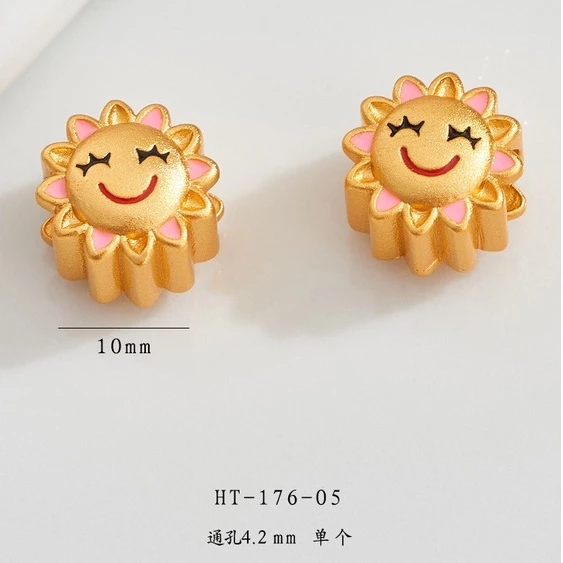 สร้อยข้อมือ ประดับลูกปัด ลายหน้ายิ้ม สีทอง สไตล์โบราณ กันแพ้ diy thumbnail 6
