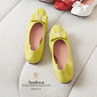 รองเท้าหนังแกะ รุ่น Andrea Lemon color (สีเหลืองเลม่อน)