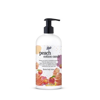 Boots Peach Cotton Candy Butter Body Lotion 450 ML Flavour Collection บู๊ทส์ พีช คอตตอน แคนดี้ บัตเตอร์ บอดี้ โลชั่น 450มล. เฟ เวอร์ คอลเลคชั่น