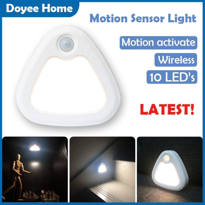 Wireless Motion Sensor Light 10 LED Night Light lampu tidur Smart Auto On/Off Cabinet Stairs Bed lamp