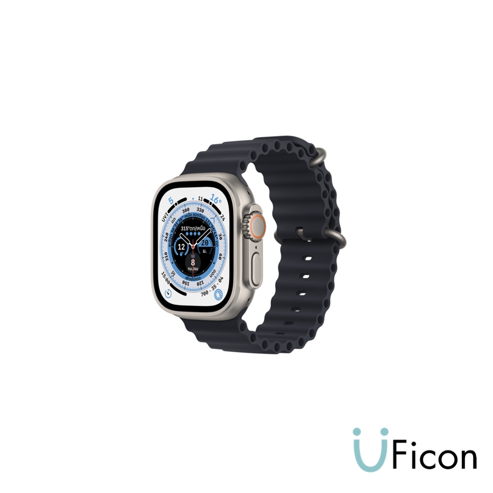 Apple Watch Ultra GPS + Cellular 49mm Titanium Case with Ocean Band (2022) : iStudio by UFicon