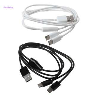 Doublebuy สายชาร์จ USB 2.0 Type A Male To Dual Type C Male Splitter Y แบบพกพา