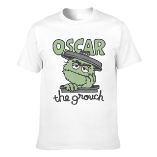 เสื้อยืดคอกลม ผ้าฝ้าย พิมพ์ลาย Oscar The Grouch สําหรับผู้ชาย