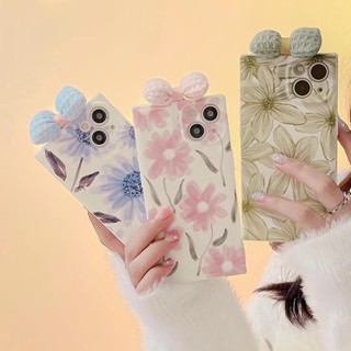 ✨ส่งเชือกเส้นเล็ก✨เคสไอโฟน 14 Pro Max 13 12 11 เคส for iPhone 14พลัส ดอกไม้ หูกระต่าย พกง่ายๆ การป้องกันการตก Case