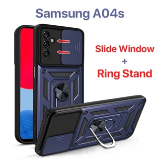 เคส Samsung A04s A04 A03s A03 A02s A02 หน้าต่างบานเลื่อน การป้องกันกล้อง ขาตั้งแหวนโลหะ เคสแข็ง เคส Samsung A04s เคส Samsung A03s เคส Samsung A03 เคส Samsung A02s เคส Samsung A02 เคส