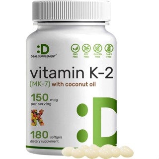 Vitamin K2 MK-7150mcg with Virgin Coconut Oil, 180 Softgels