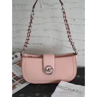 รุ่นใหม่ สีสวยมาก สายสะพายโซ่หนัง Michael Kors Xs Pouchette In Leather 32S0Snmu0L