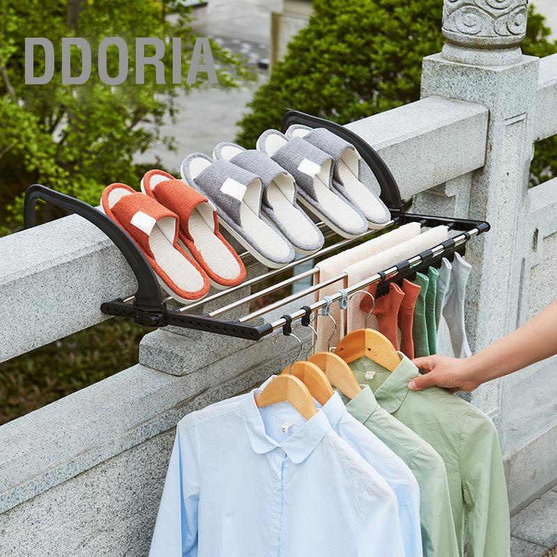 Ddoria ราวตากผ้า สเตนเลส พับได้ กันสนิม แบบพกพา สําหรับระเบียง หน้าต่าง ระเบียงแขวนเสื้อผ้าสแตนเลสตากอากาศหน้าต่างพับแขวนแขวนหน้าต่างตากแดดตากแดดตากอากาศตากแดดชั้นวางรองเท้าแขวนตากอากาศ