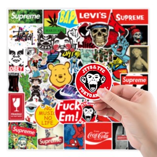 ✨พร้อมส่ง✨Sup Supreme sticker โคก pooh totoro สติกเกอร์กันน้ำรูปแบบที่แตกต่างกัน 100ชิ้น