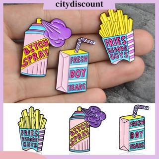 &lt;citydiscount&gt;  City✲เข็มกลัด ลายเครื่องดื่ม ขวดสเปรย์ เฟรนฟรายซ์