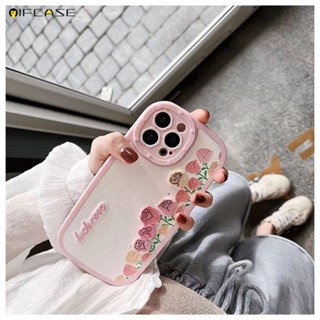 Embroidery Case Compatible For iPhone 14 Plus 14 13 12 11 Pro Max XS Max XR X Phone Case Embroidery Leather Rose Pink Girl Simple Luxury Shockproof Soft Casing Cases Case Cover