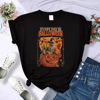 2022 Every Day Is Halloween พิมพ์ เสื้อยืดคอกลม ลำลอง ฮิปฮอป S -5XL