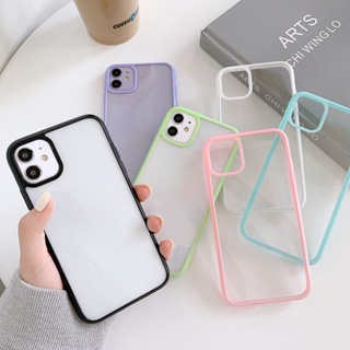 Case สำหรับไอโฟน เคสขอบสี ขอบนิ่มหลังแข็งรุ่น i13,i6.6s,6p,6sp,i7,i8,7p,8p,X,Xs,XR,Xsmax,SE,i11pro,i12pro max