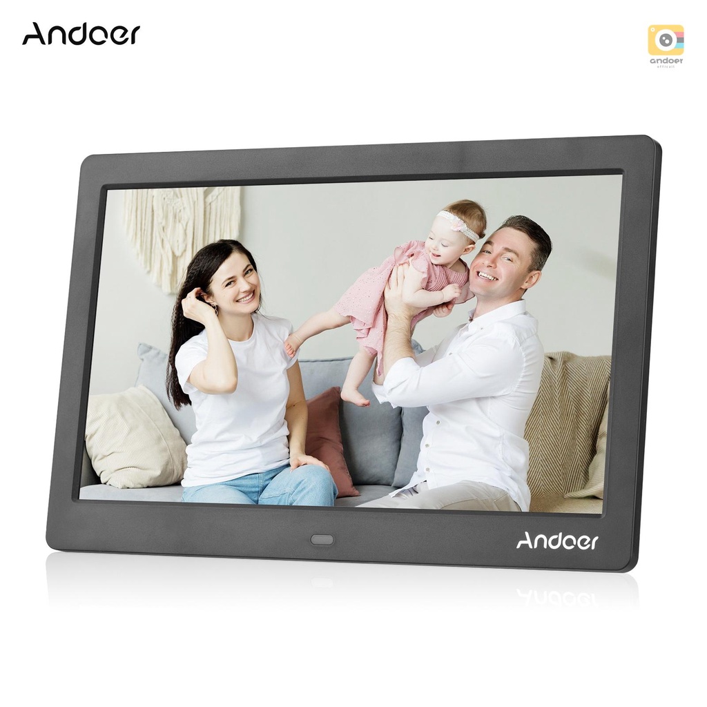 Andoer 10 Inch Wide LCD Screen Digital Photo Frame 1024 * 600 High Resolution Electronic Photo Frame with MP3 MP4 Video Player Clock Calendar Function 2.4G Remote Control