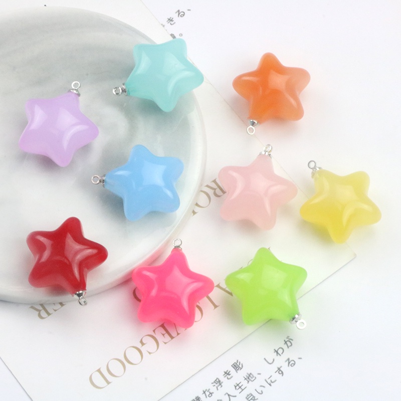 DIY เครื่องประดับอุปกรณ์เสริมคริลิคเจลลี่สีสามมิติลูกปัดห้าเหลี่ยมจี้