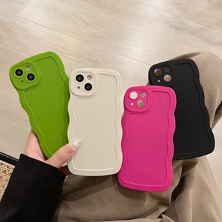 เคสโทรศัพท์มือถือนิ่ม กันกระแทก ป้องกันกล้อง ลายคลื่นใหญ่น่ารัก สีพื้น สําหรับ OPPO A16 A8 A12E A3S A9 A5 A53 2020 F11 Reno7 Z 5 6 Pro Realme 8 Pro 5G