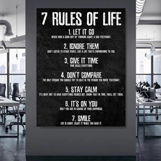 ภาพโปสเตอร์บนผ้าใบ ไร้กรอบ 7 Rules of Life Watch Your Thoughts สําหรับตกแต่งผนังบ้าน ห้องนั่งเล่น