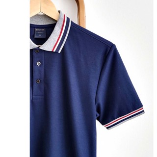 เสื้อโปโล ไม่มีโลโก้ สีกรม Roccoe Polo (เนื้อผ้าผสมspendexเพิ่มความยืดหยุ่น ใส่สบาย)