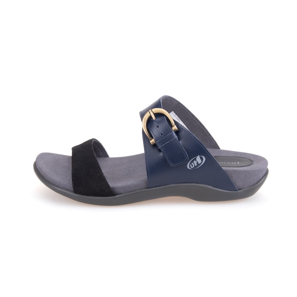 Dortmuend F-Series JF130 015-007 Navy Blue-Black "Flats & Comfort" รองเท้าส้นเตี้ยเพื่อสุขภาพ