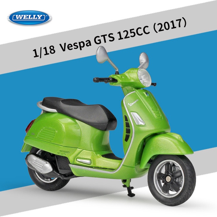 โมเดลเวสป้า WELLY รุ่น GTS 125 CC (2017) (Scale 1:18) งานคุณภาพ งานละเอียด  - ของขวัญจับฉลาก เสริมฮวงจุ้ย
