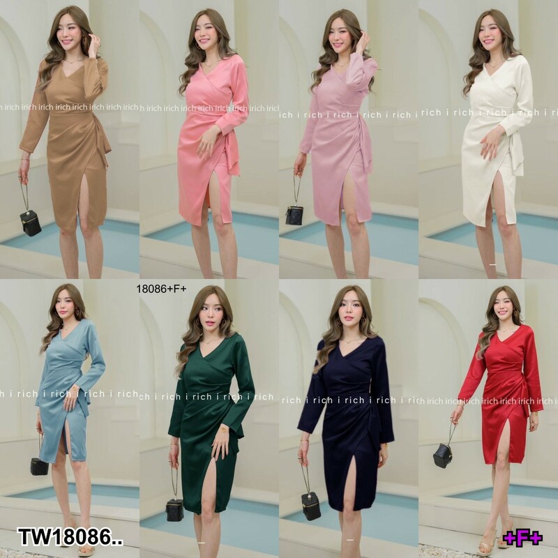 ส่งไว 1-2 วันถึง 18086 เดรสแขนยาว ชุดออกงาน ชุดเพื่อนเจ้าสาว เดรสงานแต่ง หรือใส่ไปเที่ยว/เดินเล่น/คาเฟ่ชิวๆ"