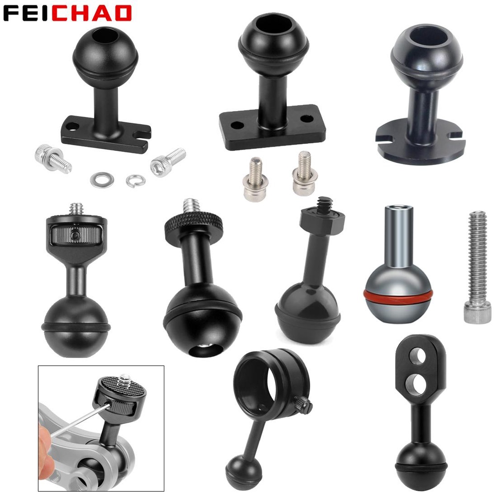 เจเอ็มที 1นิ้วหัวบอลอะแดปเตอร์1/4 "ม5ปรับสกรูคงที่เมาสําหรับ ดีเจ ออสโม 360กล้องใต้น้ําดําน้ํายึดถาดแสงหนีบ