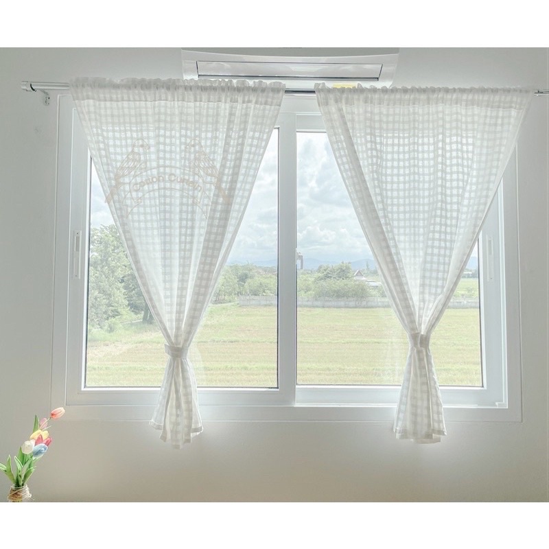 แนะนำ ผ้าม่าน ผ้าม่านผ้าฝ้าย ผ้าม่านสไตล์มินิมอล กว้าง110สูง130cm ผ้าม่านหน้าต่าง ผ้าม่านลายตาราง  ผ้าม่านวินเทจ ราคาพิเศษ มีเก็บเงินปลายทาง