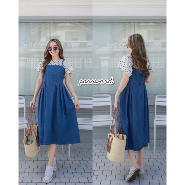 PW#เดรสยีนส์#ยีนส์#เซ็ต2ชิ้น#password